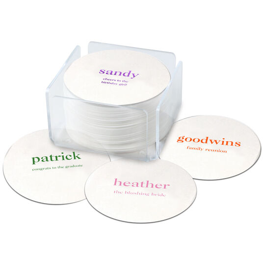 Design Your Own Big Name with Text Round Coasters